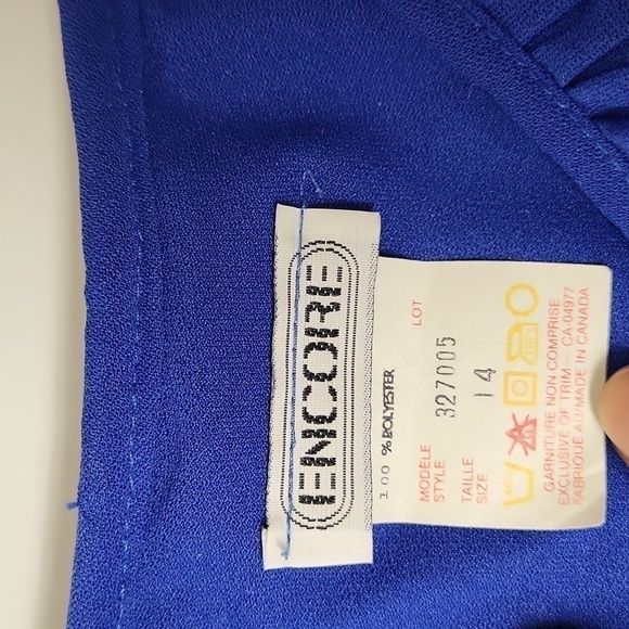 Vintage Encore Royal Blue Swing Dress Bow tie 🎀 ,lacey detailing attached - Picture 15 of 16